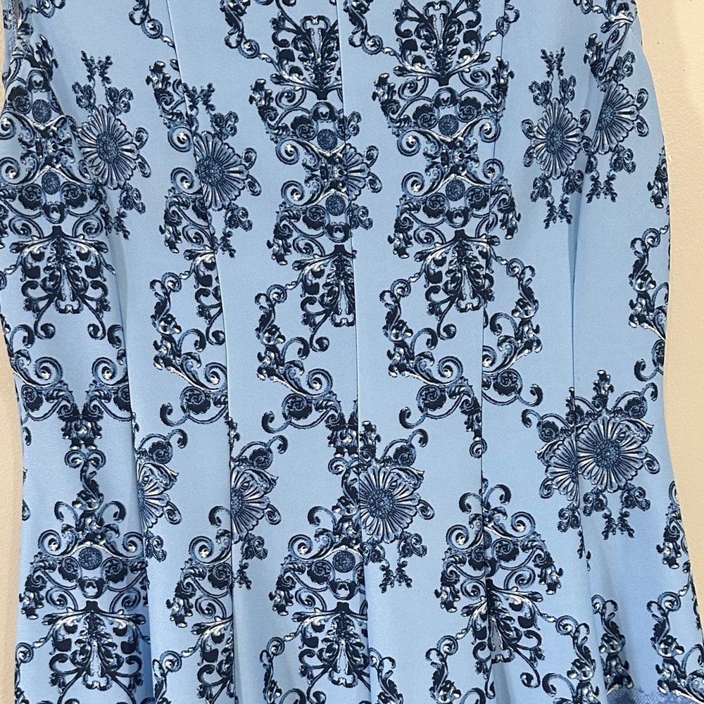 CB established Blue Patterned Midi Dress size 14 - Picture 5 of 10